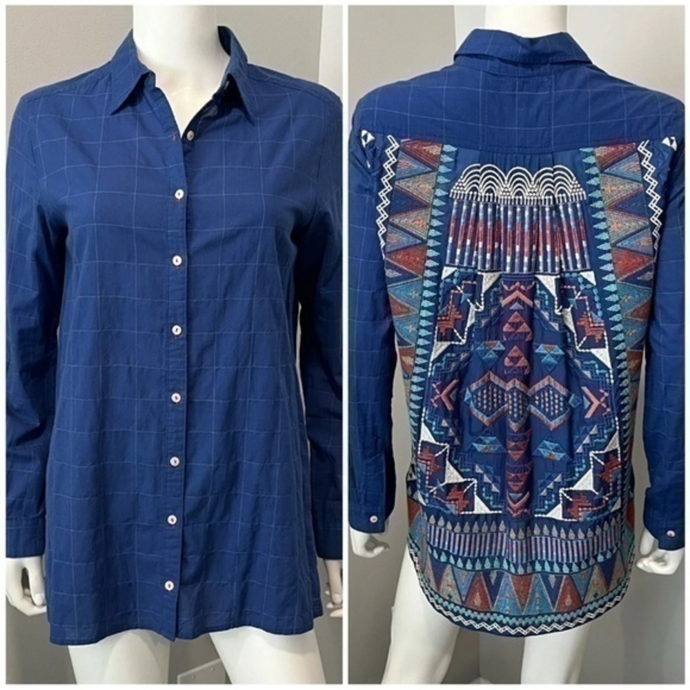 Johnny Was heavily embroidered Inez Long Sleeve Blouse NWT